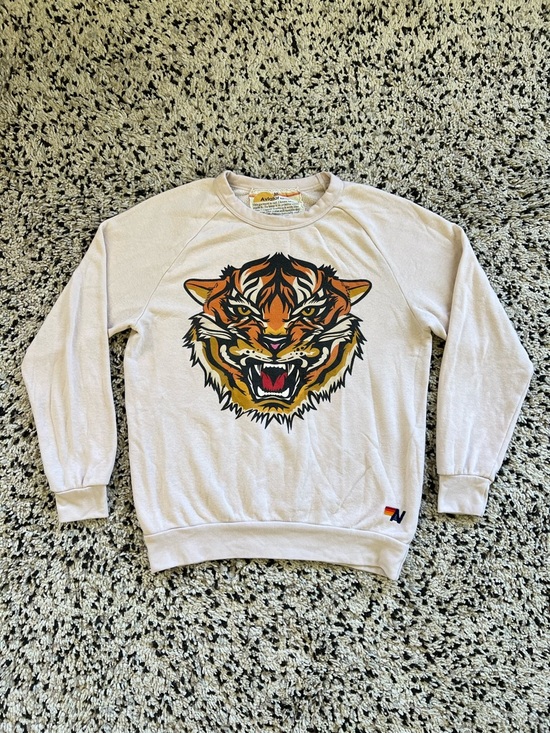 Aviator Nation Tops - Aviator Nation Tiger Sweatshirt Light Beige Cream Lightweight Crewneck Medium